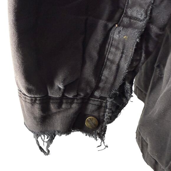 Vintage Dickies Coat Hoodie Men Large Denim Cotton Black Full Zip Snap Closure - Picture 7 of 10